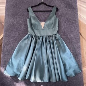 JJ's House Dress Womens US 10 UK 12 EU 40 Peacock Blue Satin Fit Flare New Tags